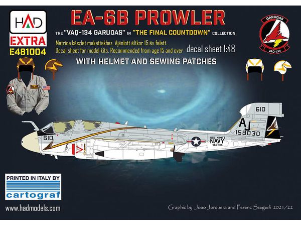 EA-6B Prowler VAQ-134 GARUDAS decal w/helmet and patch decals