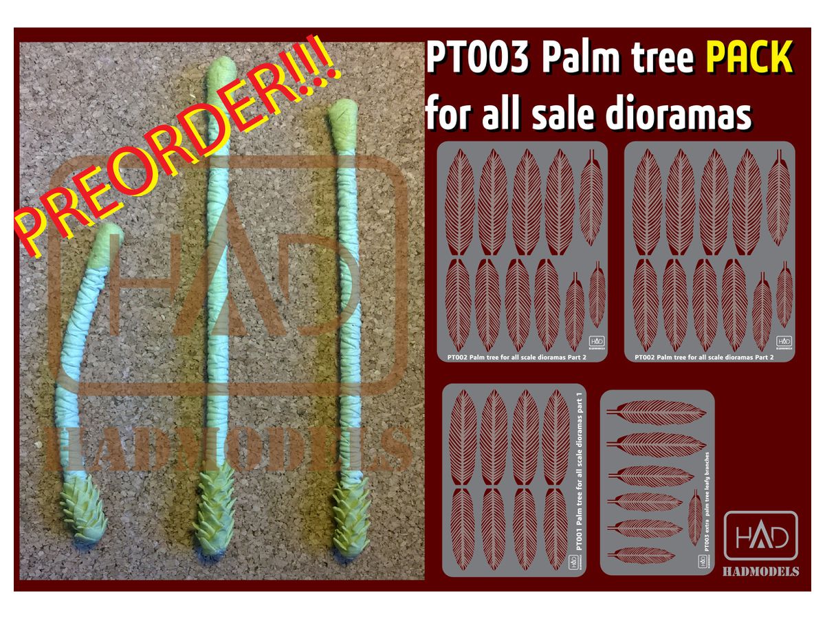Palm Tree Pack Part 3 (3pcs Palm Tree + 4pcs Photo-Etched Parts)