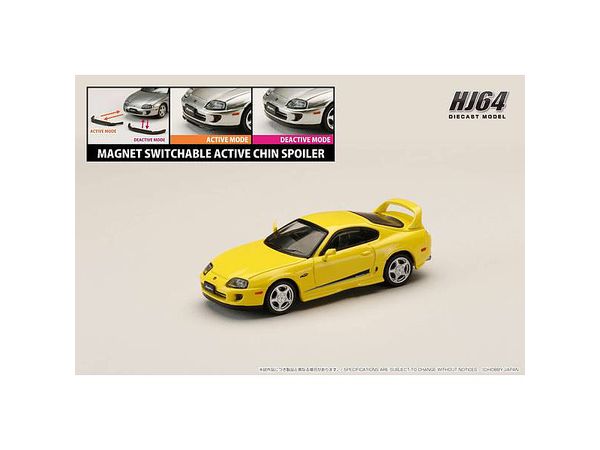Toyota Supra RZ (JZA80) Vehicle with Genuine Options with Active Spoiler Parts Super Bright Yellow