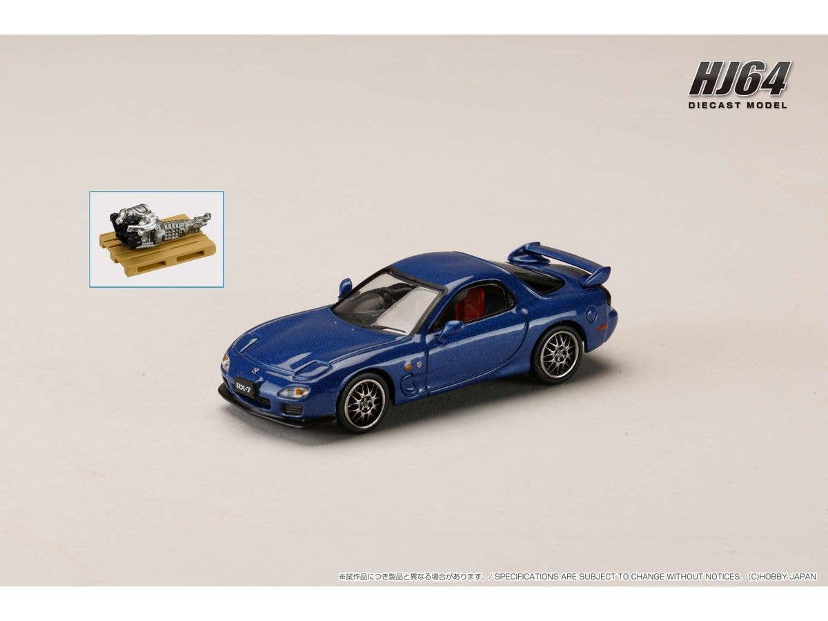 Mazda Rx-7 (Fd3S) Spirit R Type A With Engine Display Model, Innocent Blue Mica