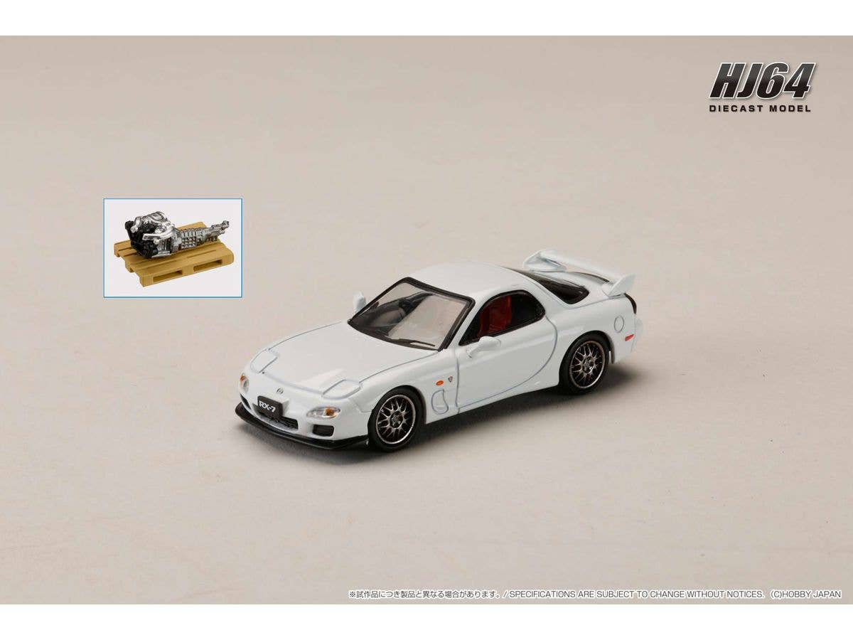 Mazda Rx-7 (Fd3S) Spirit R Type A With Engine Display Model, Pure White