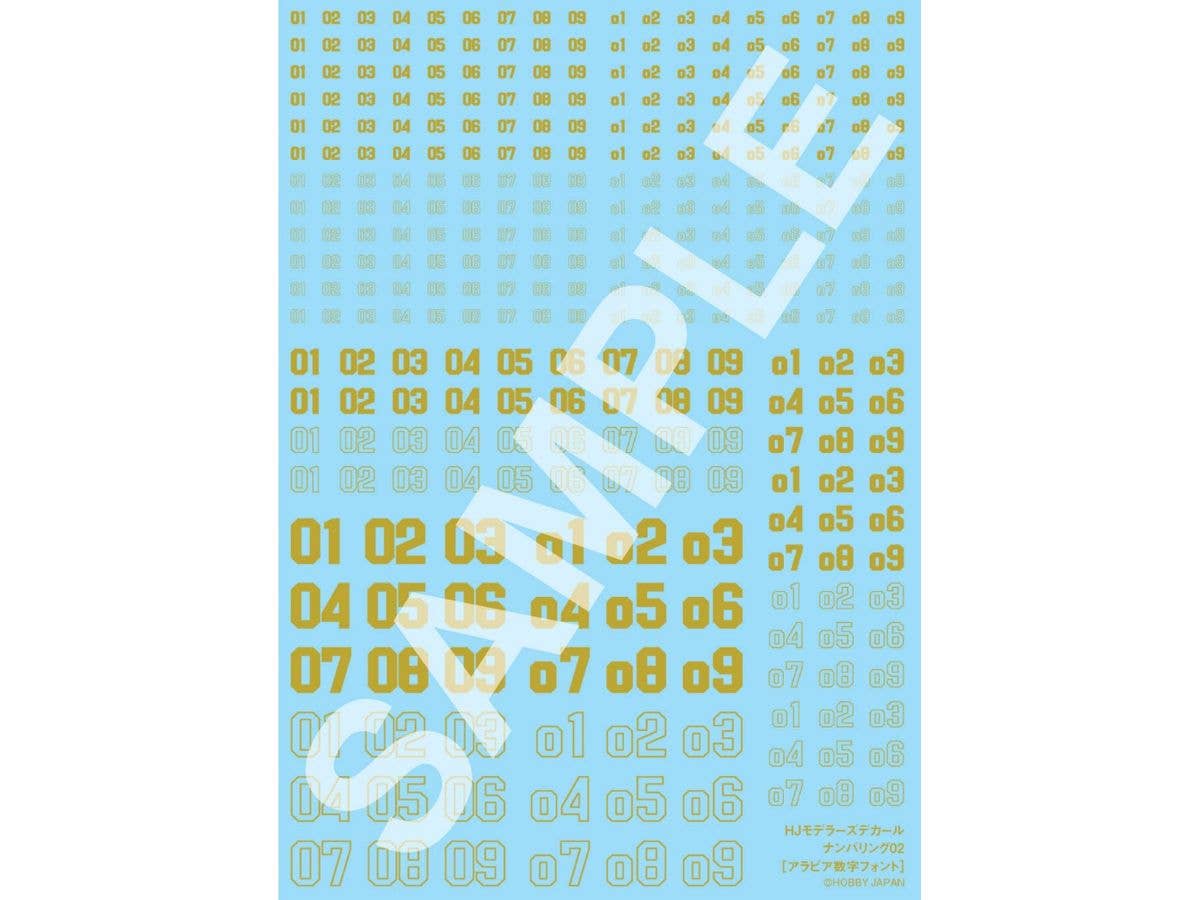 Hobby Japan Modeler's Decal Numbering 02 [Mirror Gold]