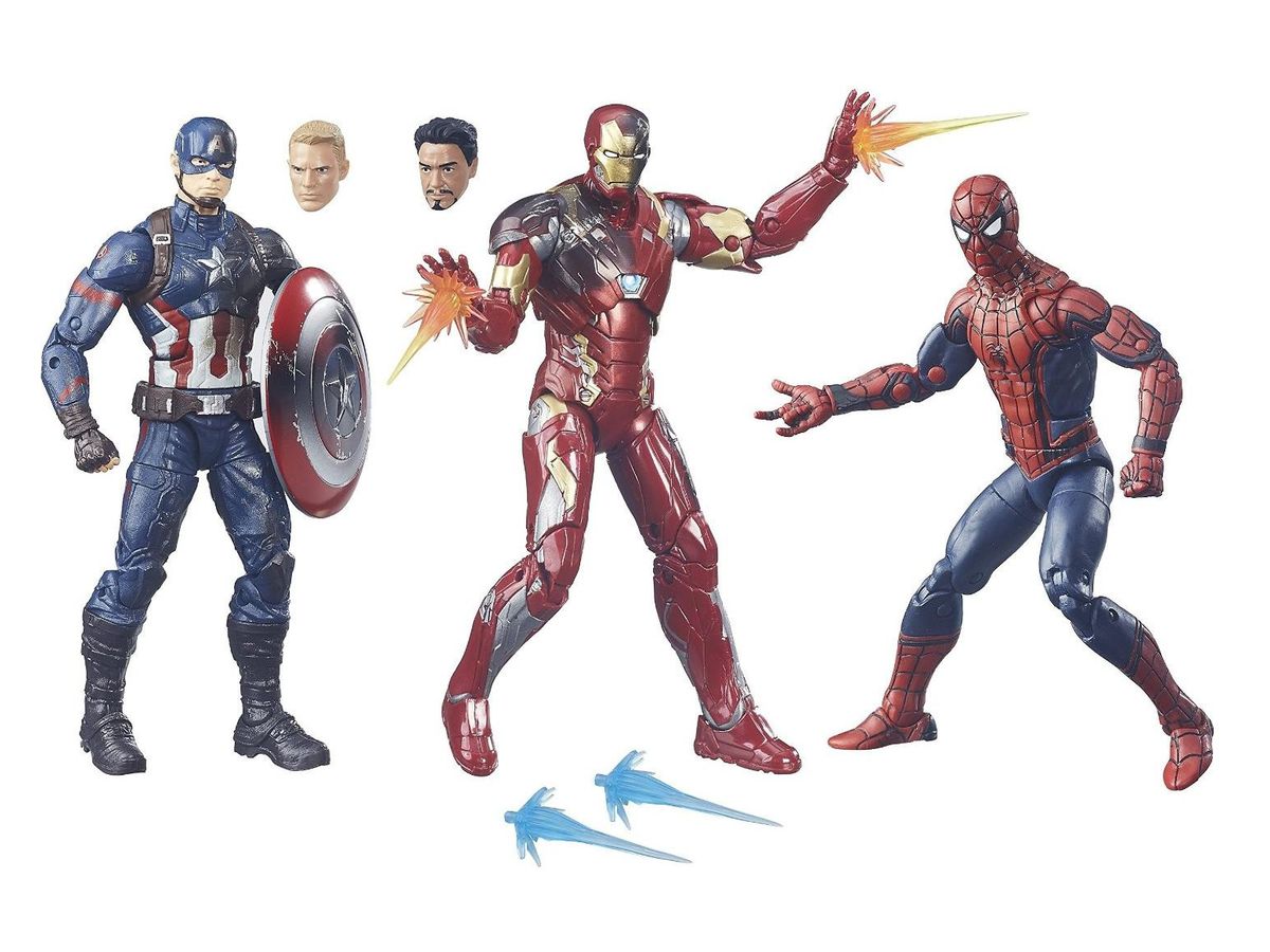Captain America Civil War - Hasbro Action Figure: 6 Inch: Legends - Box Set: Captain America & Spider-Man & Iron Man Mark 46 3-Pack