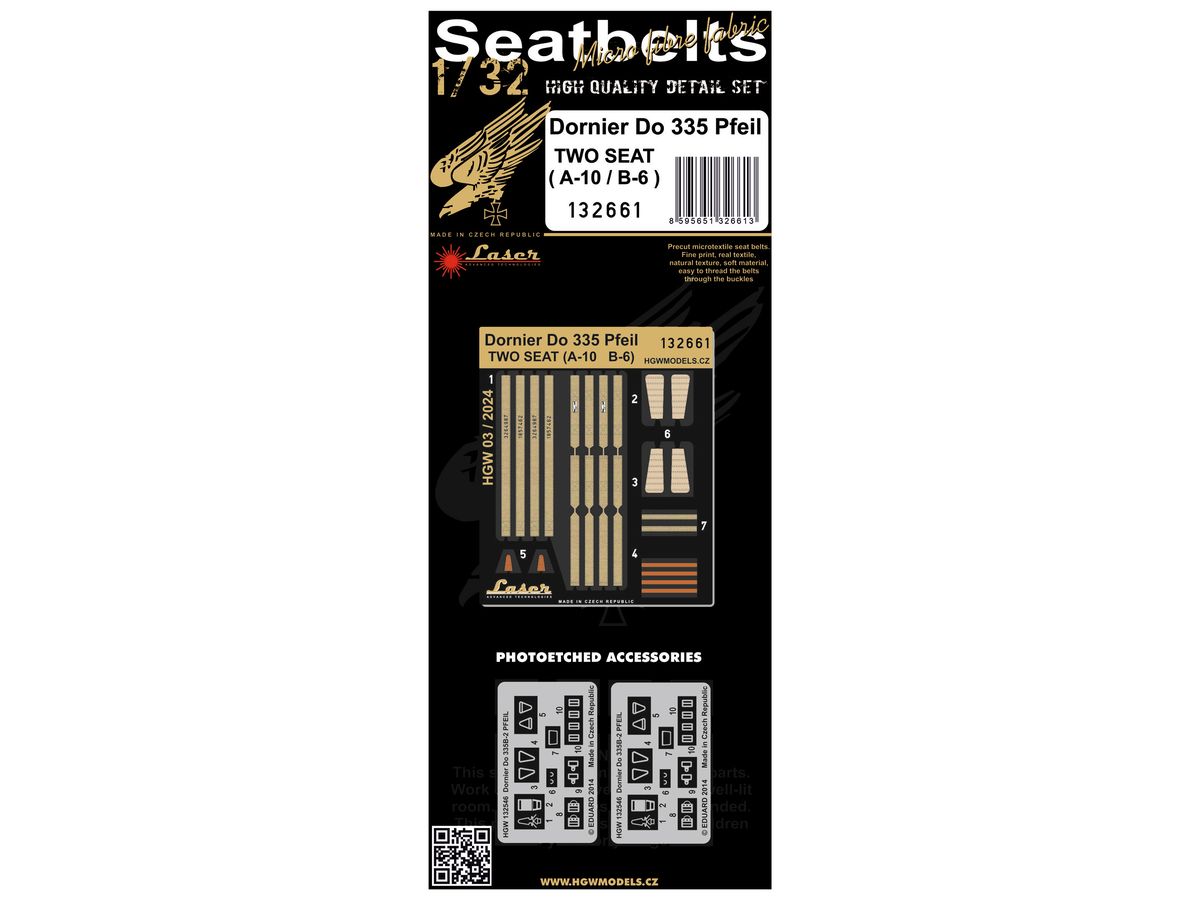 Do335 Pfeil (2 Seats) Seatbelt (pre-cut (laser))