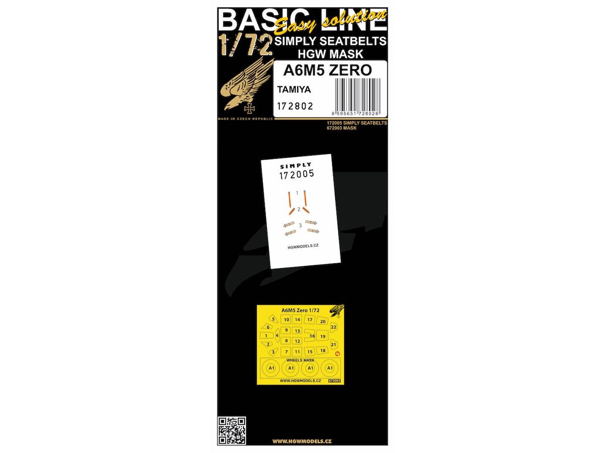 A6M5 Zero (BASIC LINE: seatbelts + masks / for Tamiya)