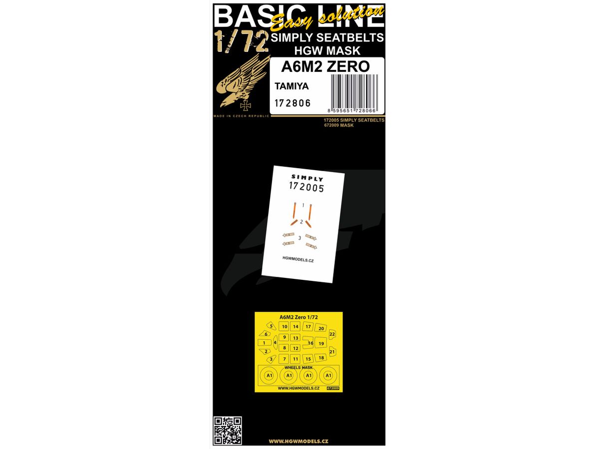 A6M2 Zero 3D Decal seatbelt w/paint mask (BASIC LINE: seatbelts + masks / for Tamiya)