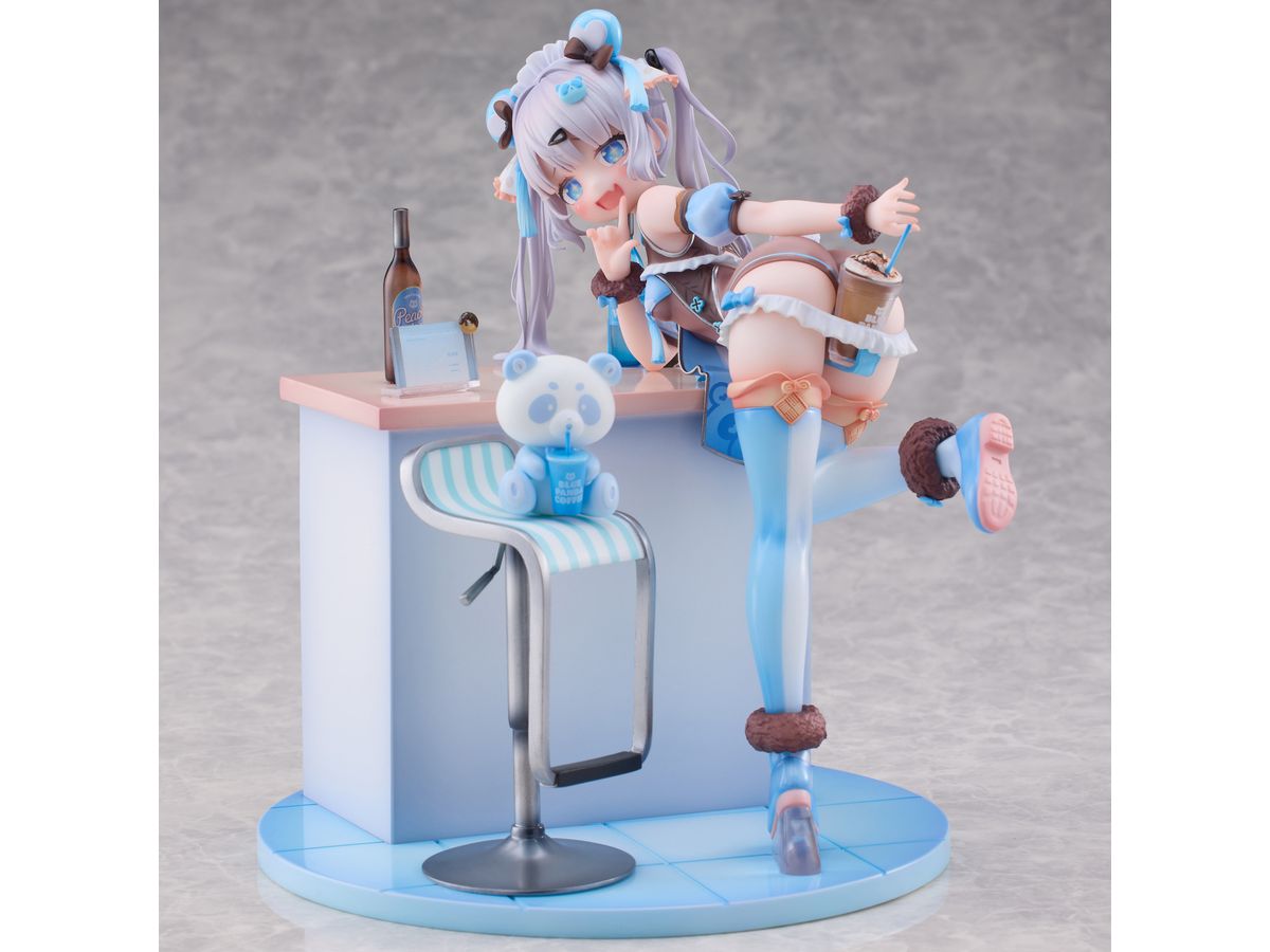 Henreader Original Character Blue Panda Coffee Figure