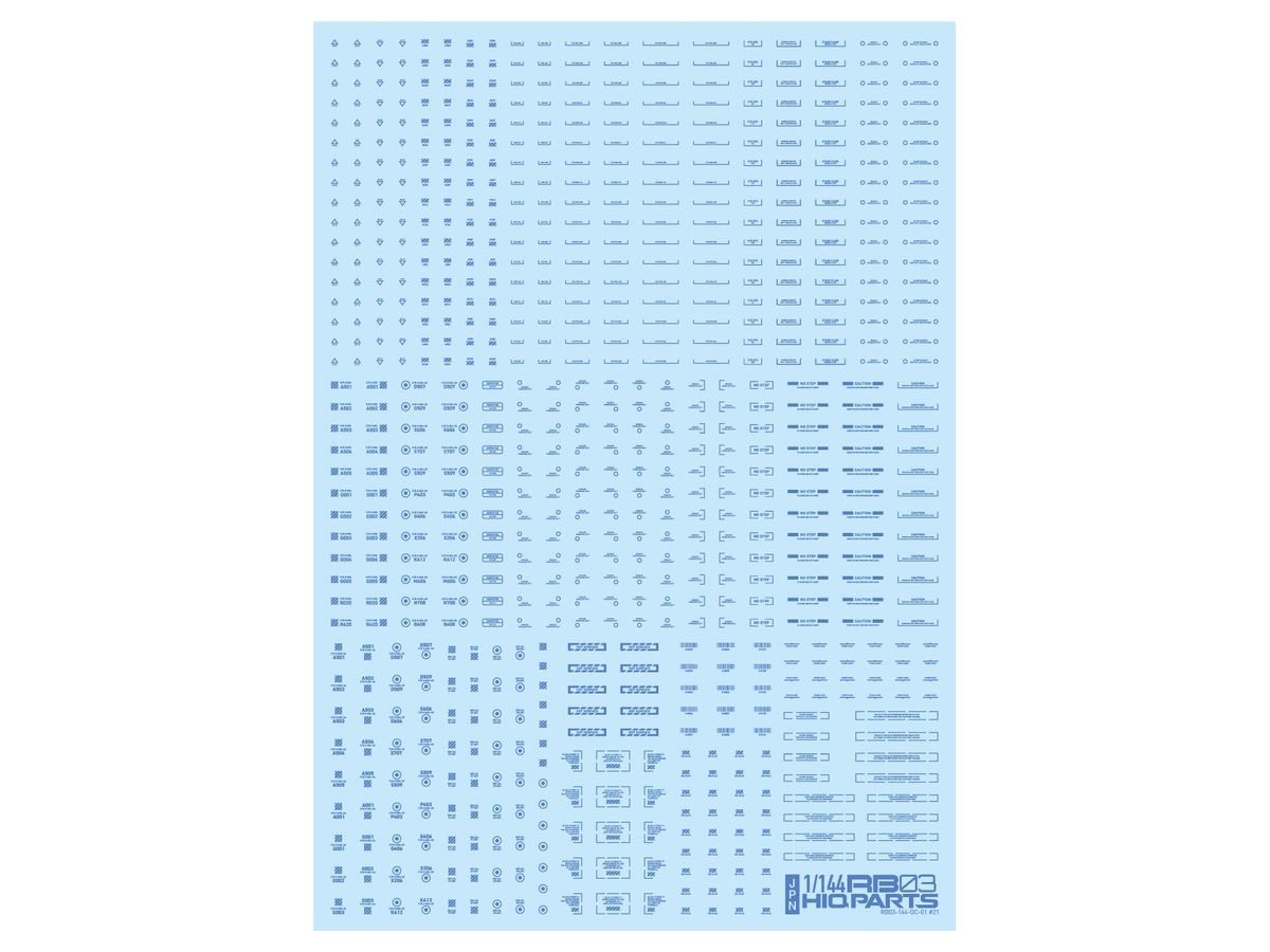 RB03 Caution Decal One Color Blue (1 Sheet)