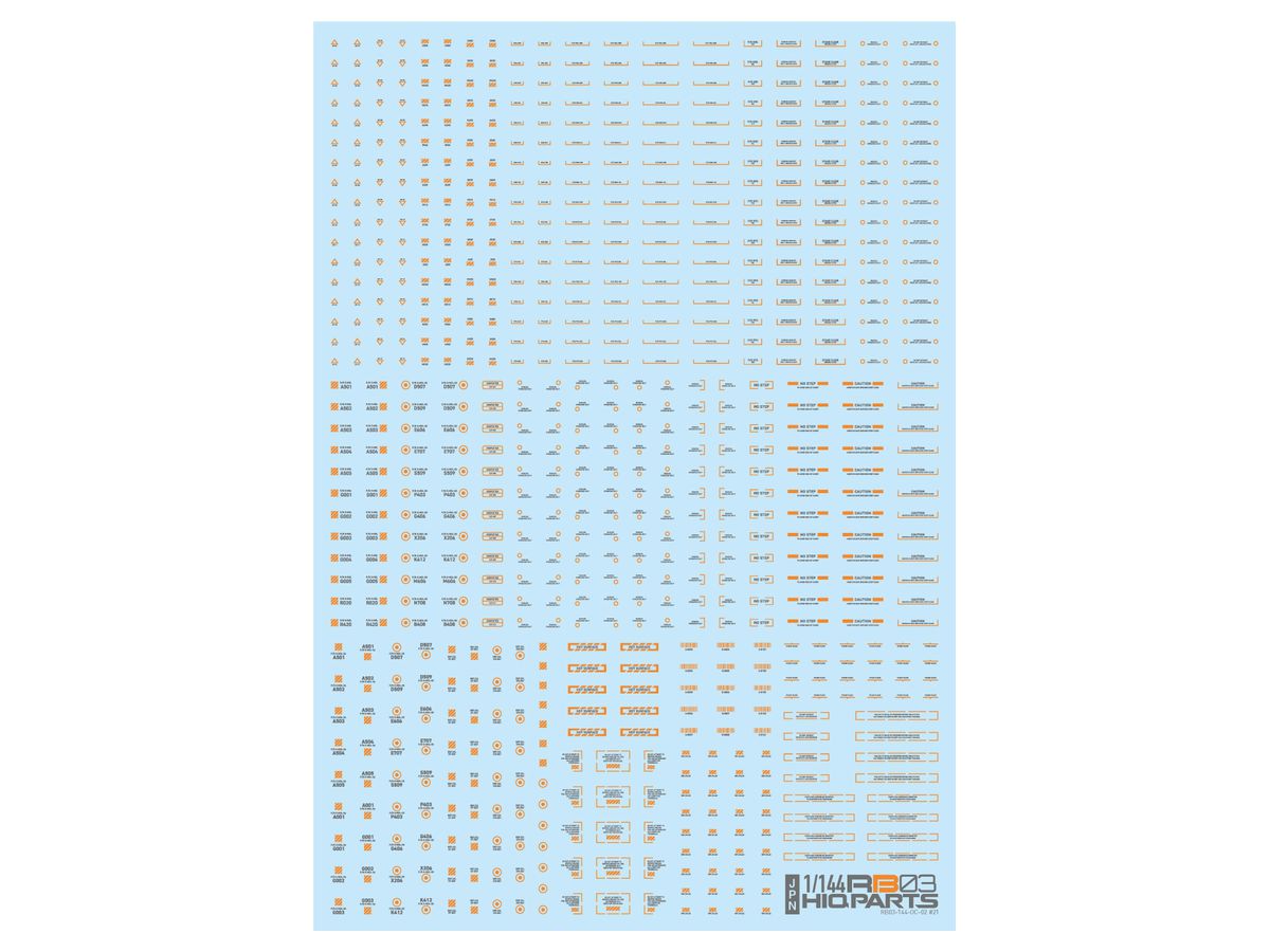RB03 Caution Decal Gray & Orange (1 Sheet)