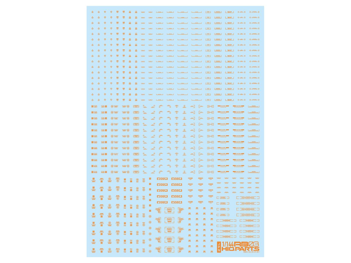 RB03 Caution Decal One Color Orange (1 Sheet)