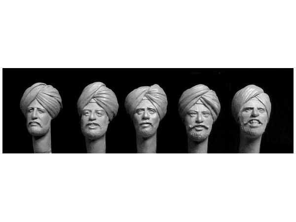 5 Heads of Sikhs Wearing Turbans (5pcs)This is a set of sharply cast resin parts to build the items as shown here and described in the title.