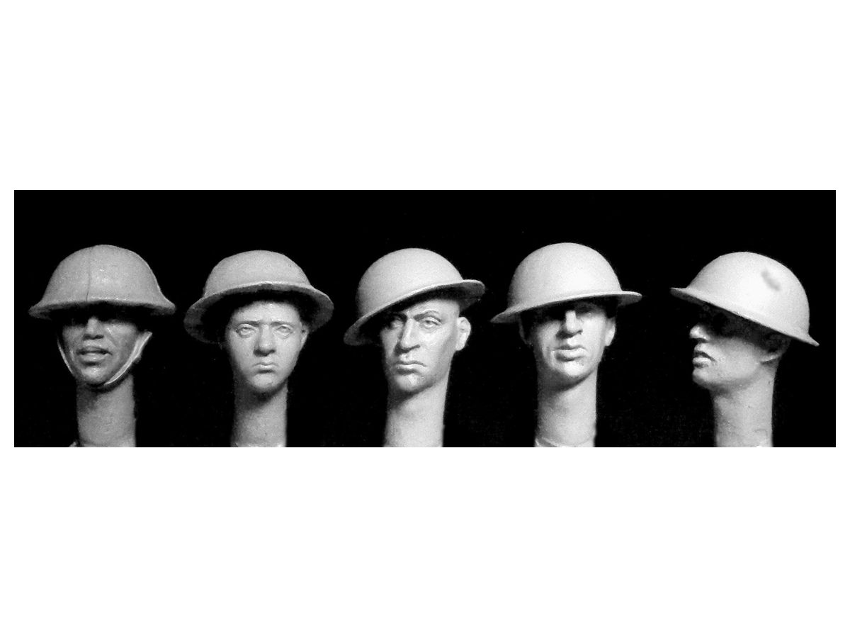 5 Heads, Brit. WW1 Brodie Steel Helmets