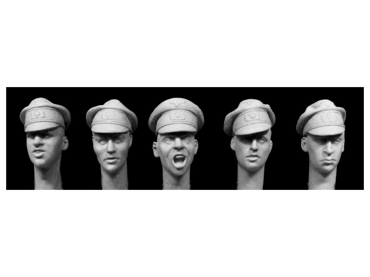 5 Heads German Army Officer's Crusher Caps, WW2
