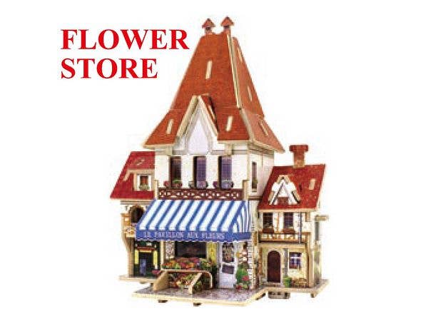 3D Wooden Craft France Style Flower Store