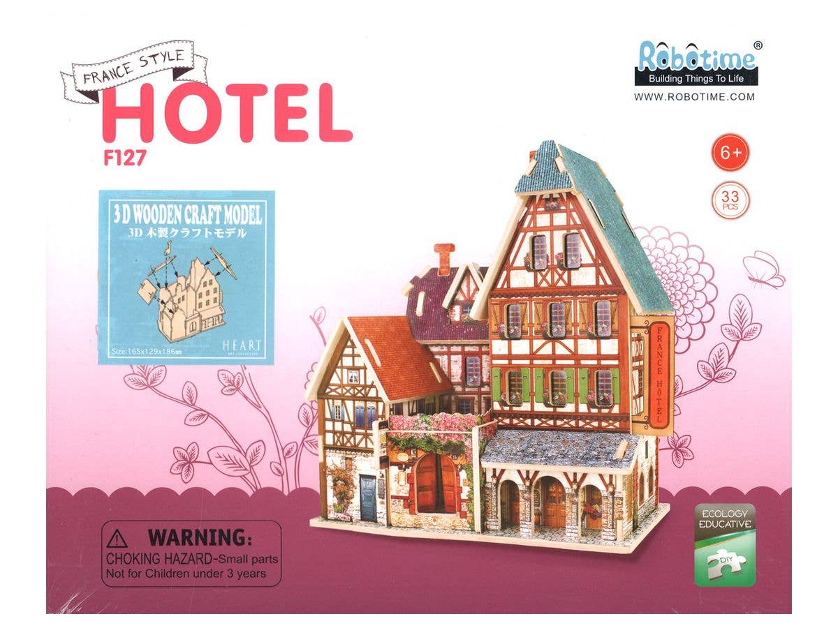 3D Wooden Craft France Style Hotel