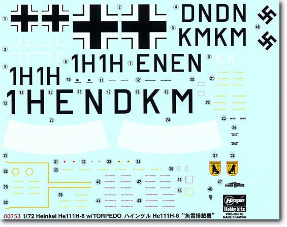 Maquette Heinkel He111H-6 Hasegawa - Echelle 1/72 - Bombardier Luftwaffe