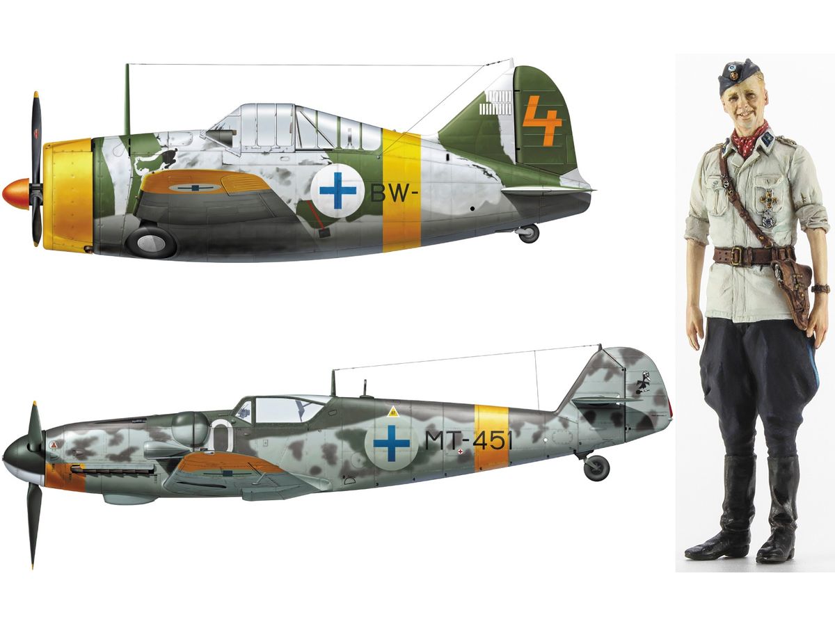 B-239 Buffalo & Messerschmitt Bf109G-6 Juutilainen w/Figure