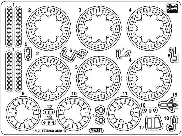 Etching Parts for Yamaha TZR250 (3MA) Late Model (1990)