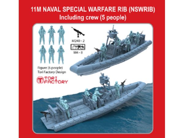 US Navy Special Warfare 11m Rigid Inflatable Boat (RIB) with 6 Figures