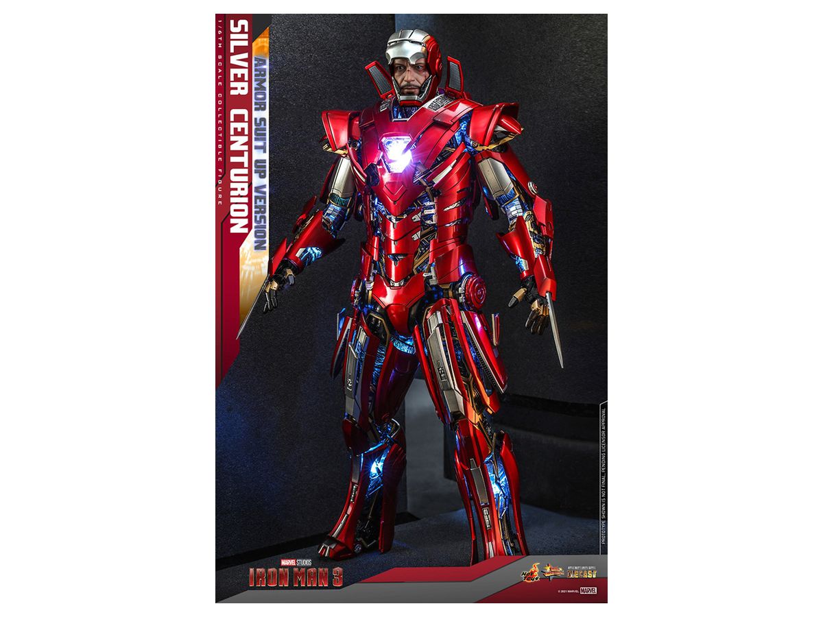 Movie Masterpiece Diecast - Scale Fully Poseable Figure: Iron Man 3 - Silver Centurion (Armor Suit Up Version)