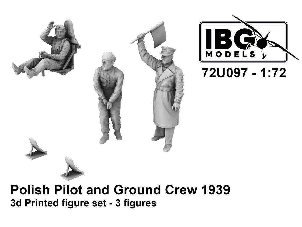 Polish pilot and ground crew 1939 - 3d printed figure set (3 figures)