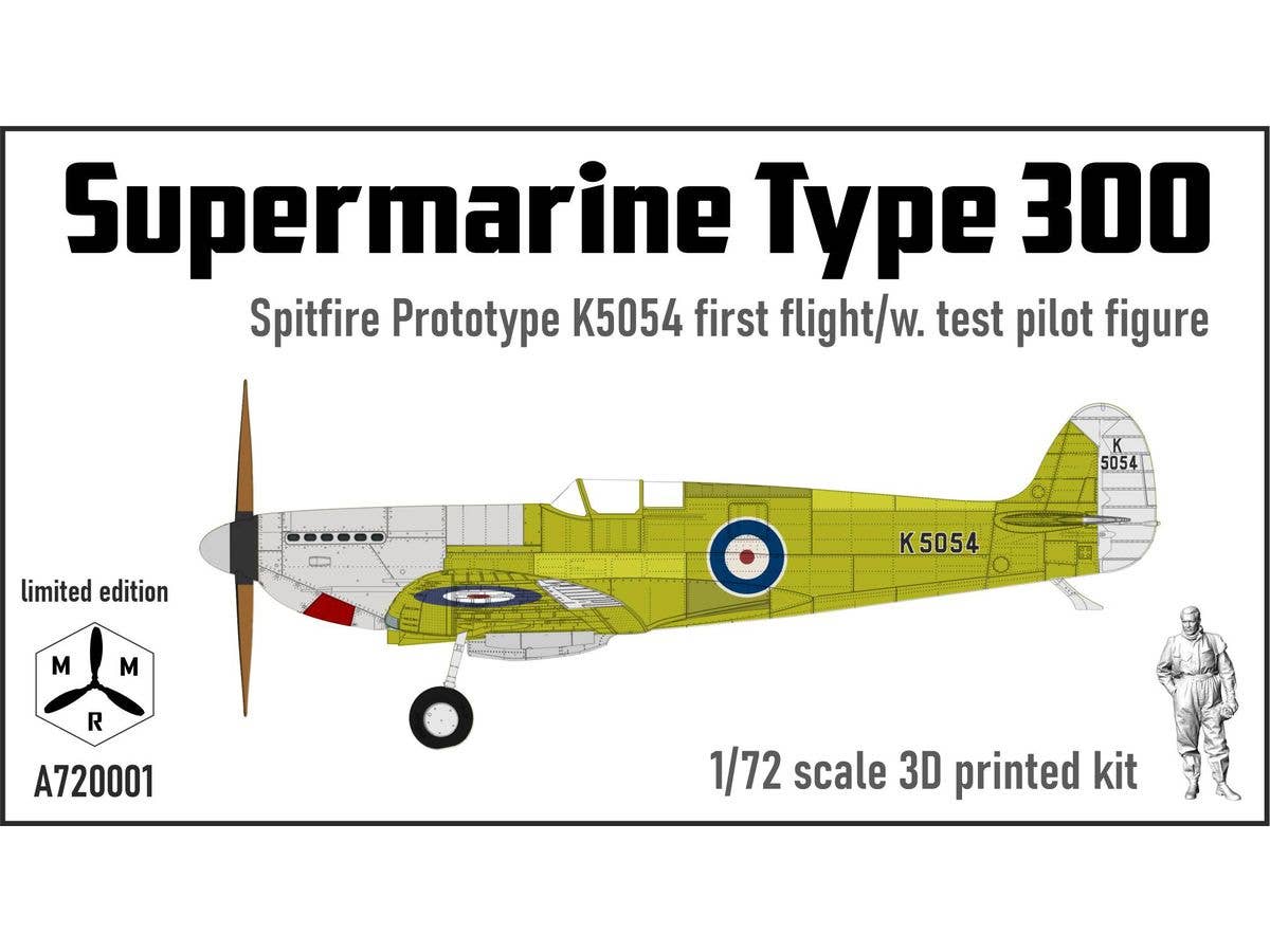 Spitfire Prototype K5054 - Stage 1 - First Flight with test pilot figure