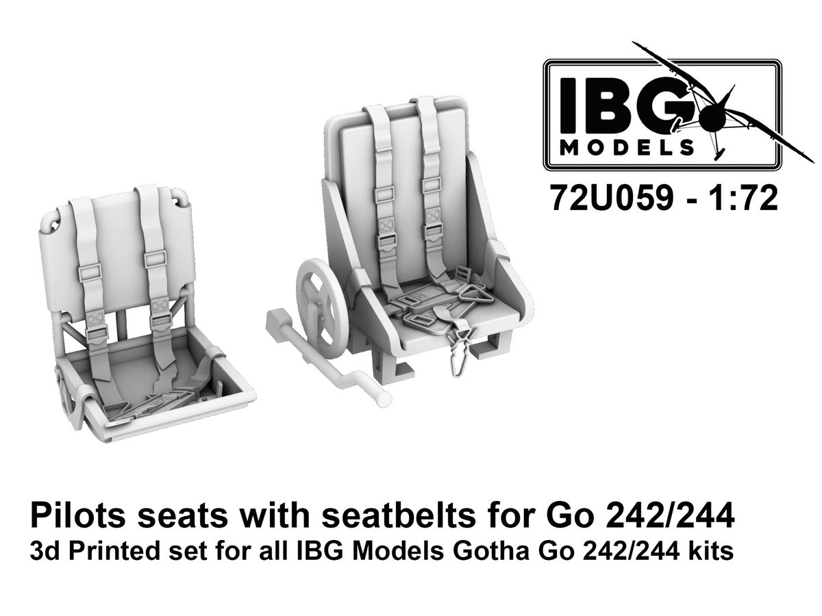 Pilots seats with seatbelts for Go 242/244 3d Printed set for all IBG Models Gotha Go 242/244 kits (72U059)