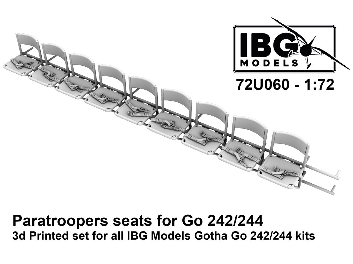 Paratroopers seats for Go 242/244 3d Printed set for all IBG Models Gotha Go 242/244 kits (72U060)