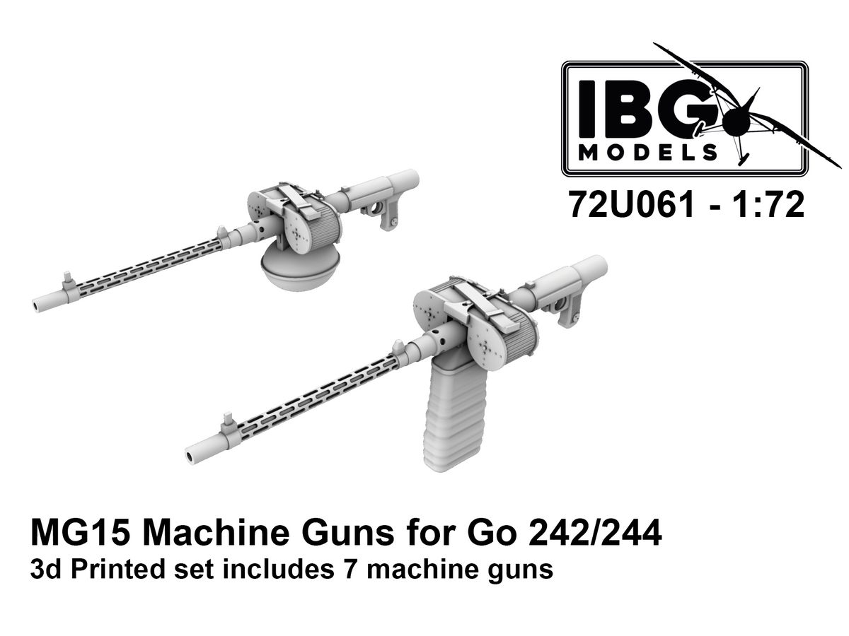 MG15 Machine Guns for Go 242/244 3d Printed set includes 7 machine guns (72U061)
