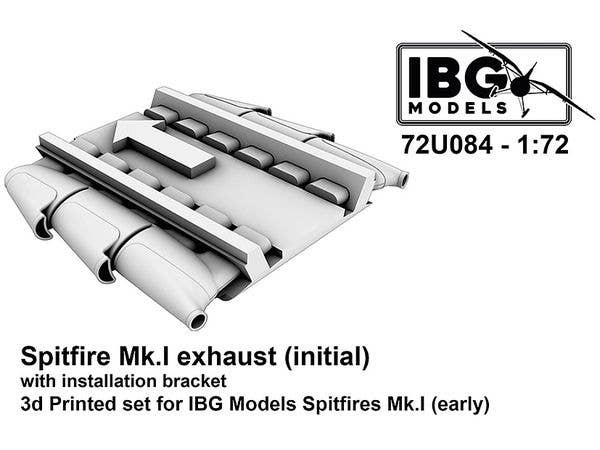 Spitfire Mk.I exhaust (initial) with installation bracket 3d Printed set for IBG Models Spitfires Mk.I (early)