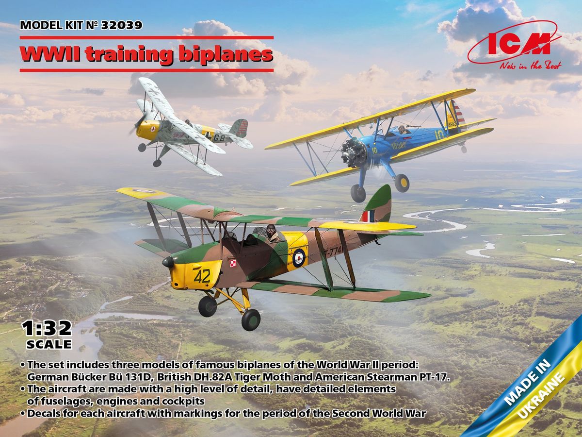 WWII Training Biplanes Set of 3