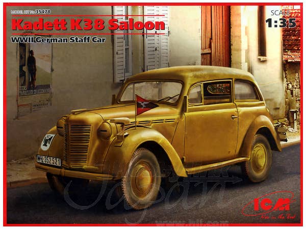 ICM Models 1/35 Scale WWII German Staff Car Kit – Kadett K38 Saloon With Full Decals