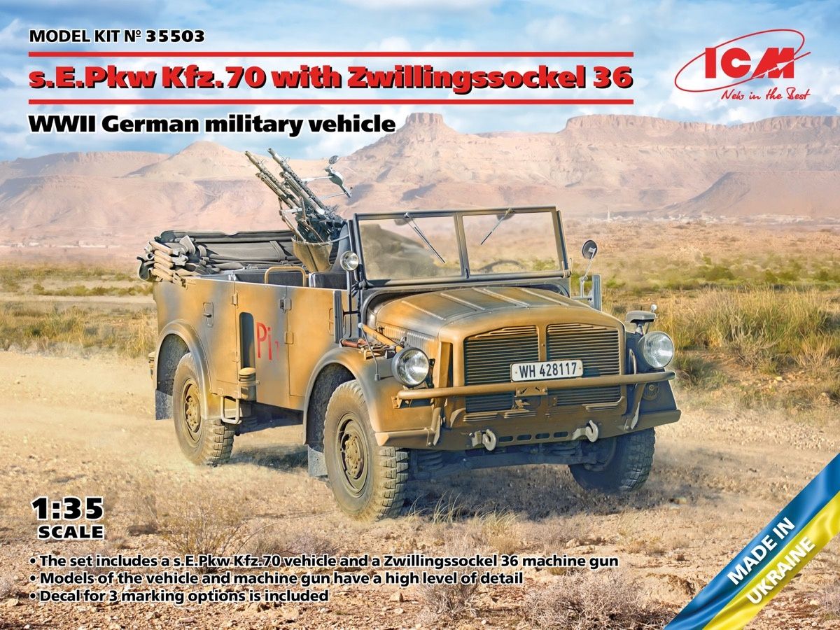 s.E.Pkw Kfz.70 with Zwillingssockel 36, WWII German Military Vehicle