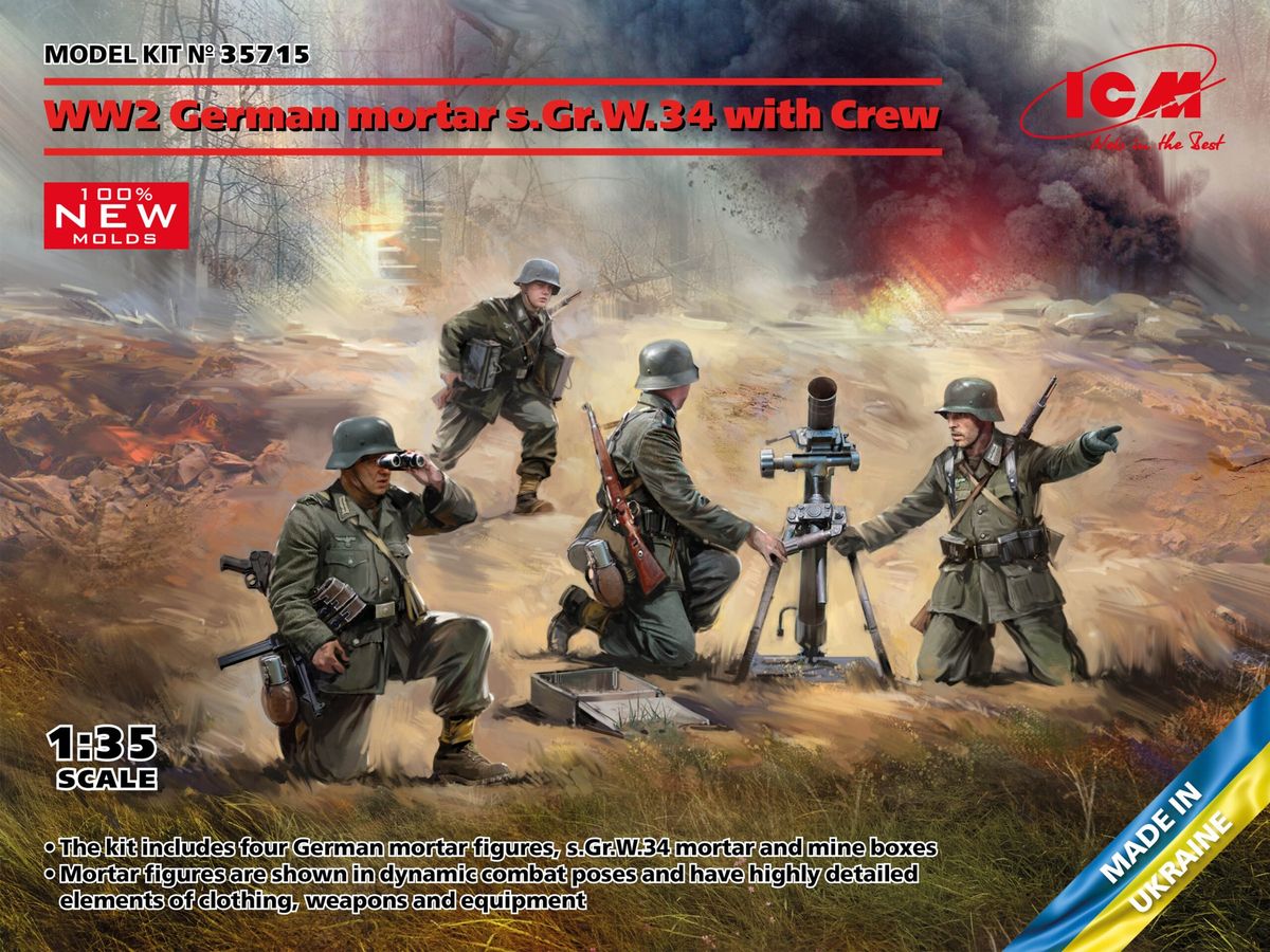 WWII German Mortar GrW 34 with Crew