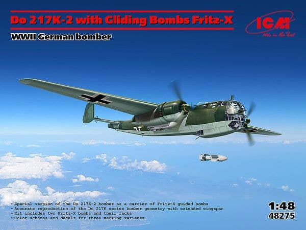 Do 217K-2 with Gliding bombs Fritz-X WWII German bomber