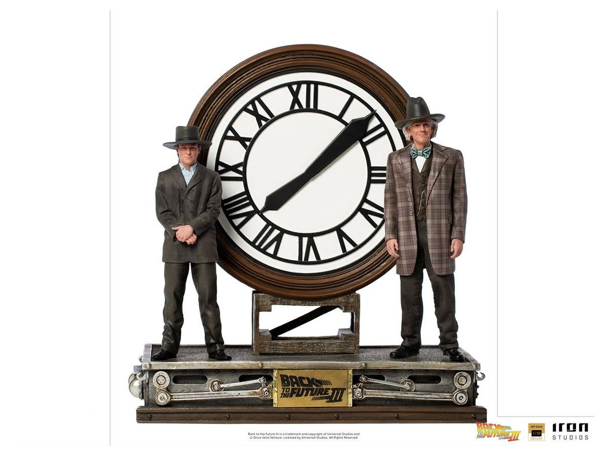 Back To The Future Part III - Iron Studios Scale Statue: Deluxe Art Scale - Marty McFly & Doc Brown at the Clock