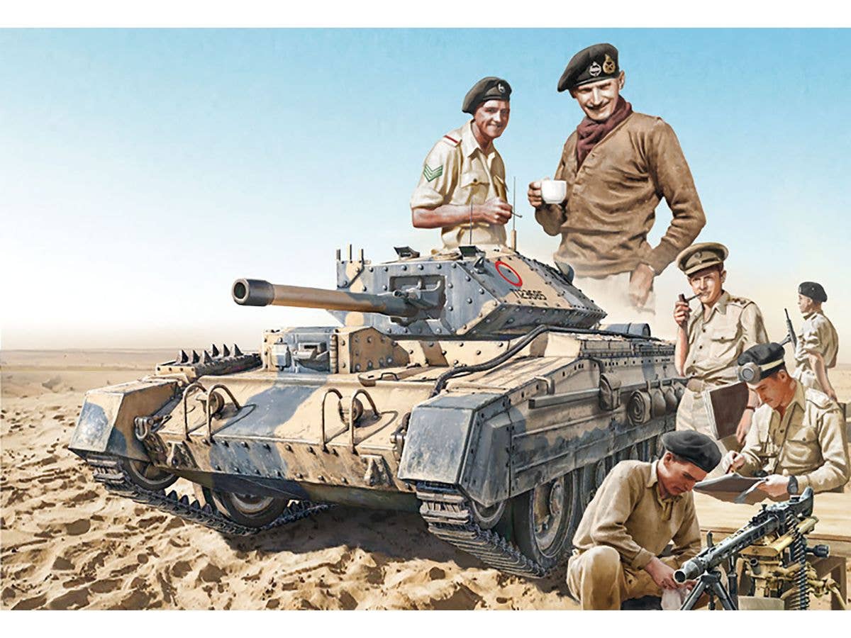 WWII British Crusader Mk.III with 9 British soldiers