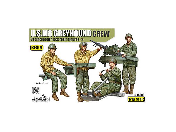 4 US M8 Greyhound Armored Vehicle Crew Members