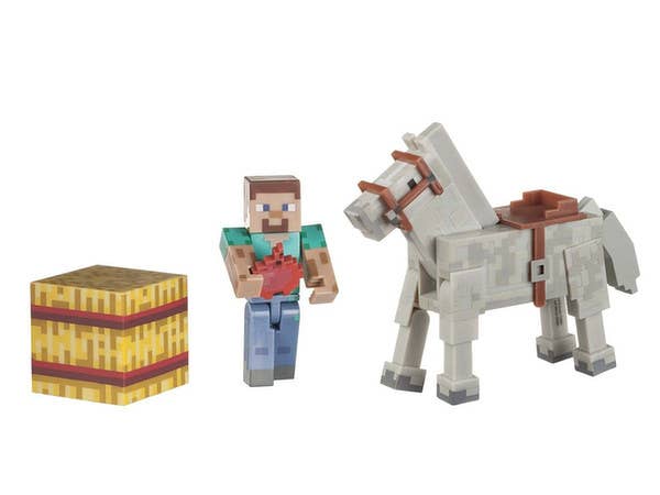 Minecraft Action Figure Steve & Horse (White)