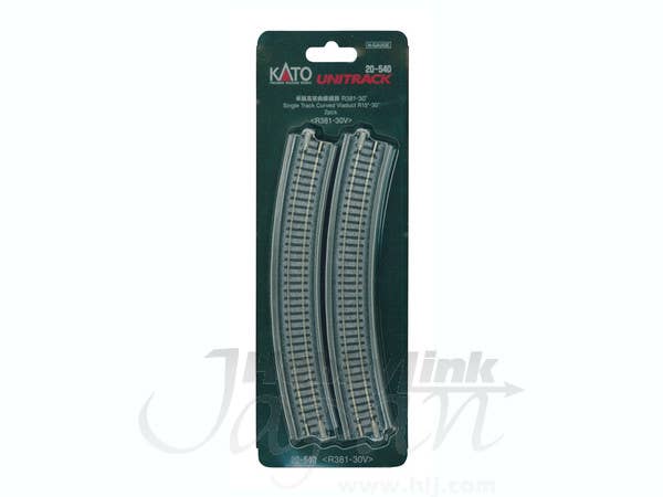 thumbnail image 2 of Kato 20-140 N Scale Curved Rail – R381mm 30° Curve Track – 4 Pieces (Made In Japan) 2 of 6