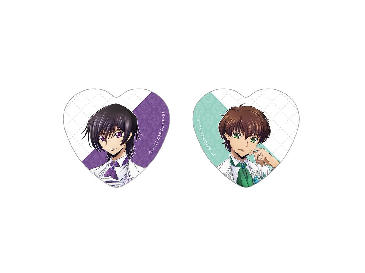 Code Geass: Lelouch of the Rebellion - Newly Illustrated Heart-Shaped Can Badge Set (Lelouch & Suzaku/Tuxedo)