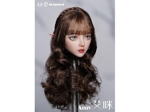 Elf Amy Custom Head B (Brown Curly Hair)