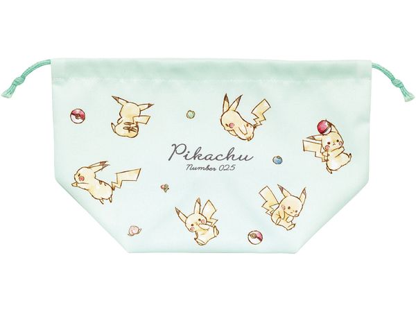 Pokemon: Lunch Drawstring Bag / Berries, Pokeballs, And Pikachu.