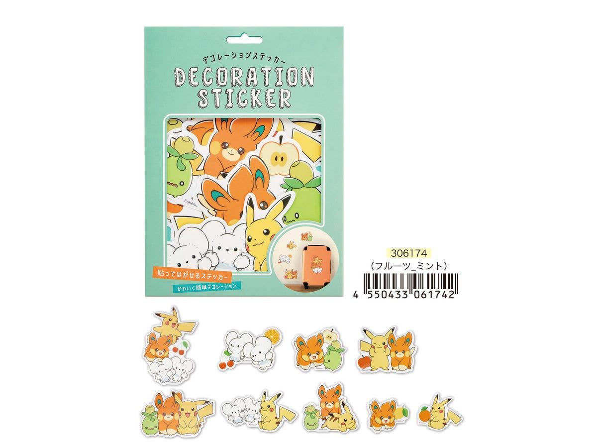 Pokemon: Decoration Stickers / Fruit_Mint (Total 9 Stickers)