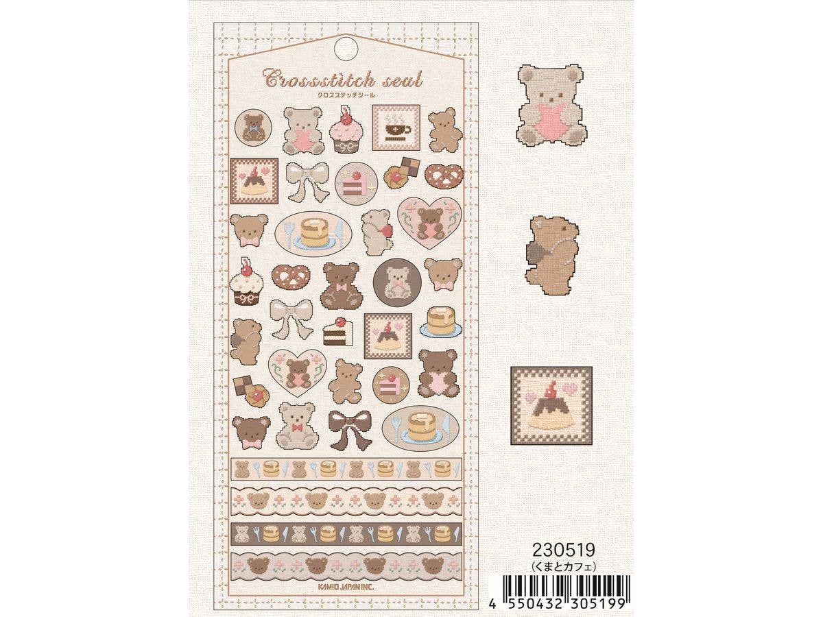 Cross Stitch Stickers / Bear Cafe