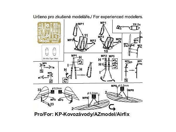 D.H. 82A Tiger Moth PE parts