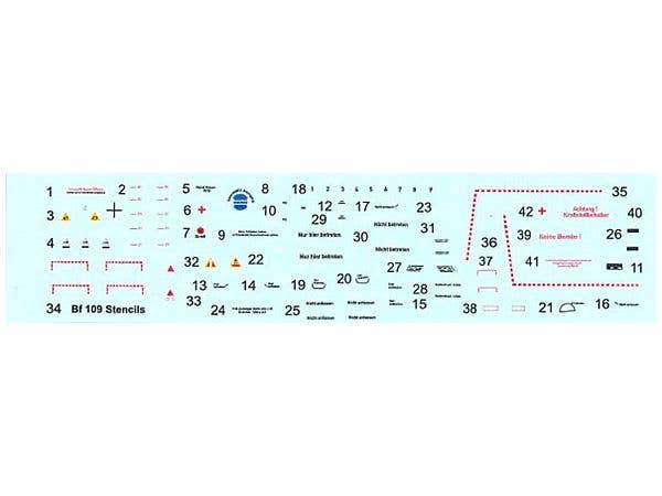 Bf 109G/K stencils