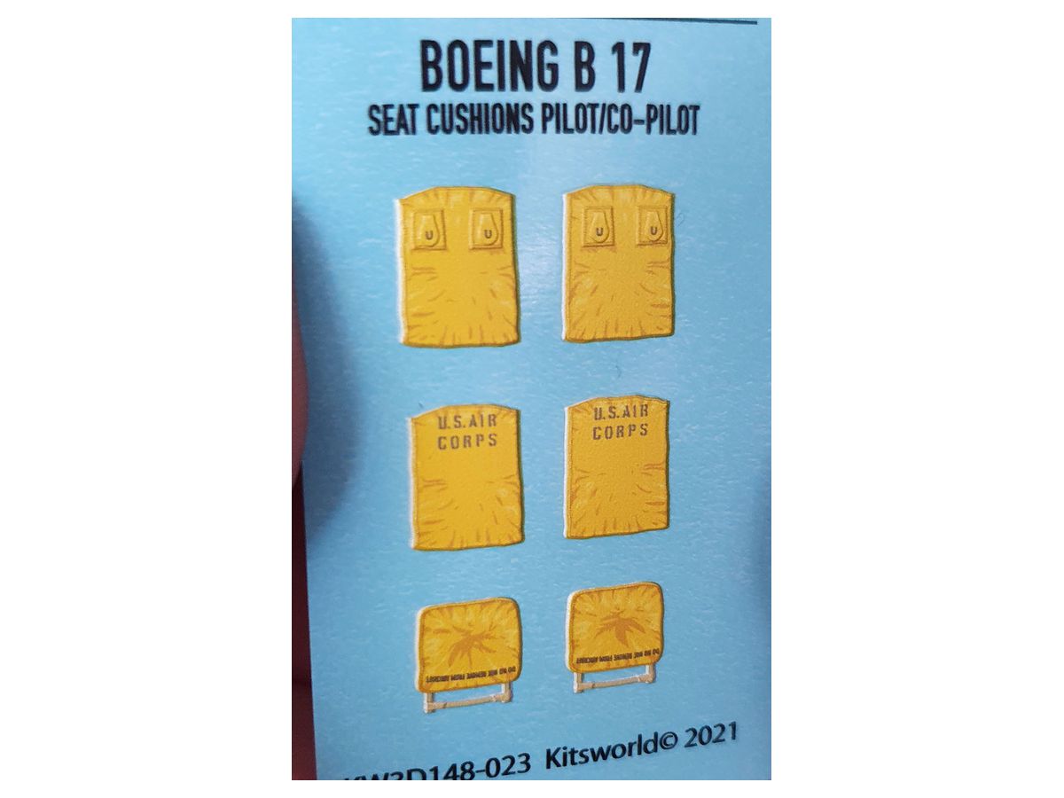 WW.II US Army Boeing B-17 Flying Fortress Seat Cushion Detail Up 3D Decal