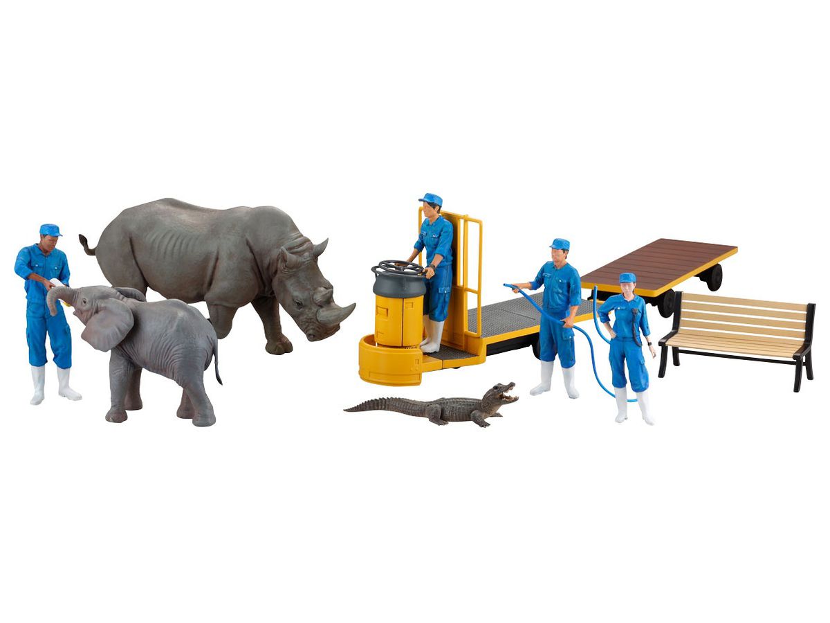 ARTPLA Zookeeper and White Rhinoceros Set