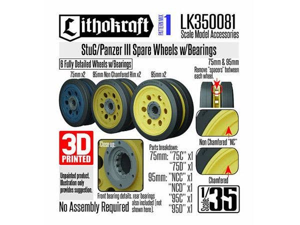 WWII German StuG/Pz III Spare Wheels w/Bearings Patern Mix 1